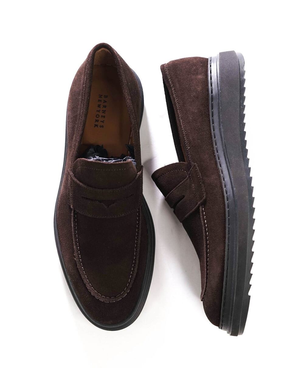 BARNEYS NEW YORK - Brown Suede LUG SOLE Loafers - 9 M